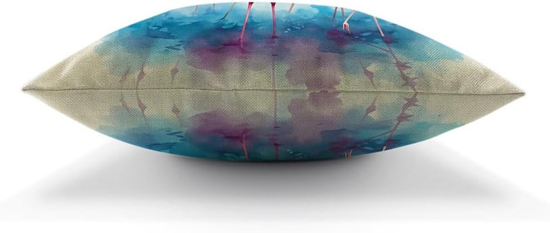 Moslion Flamingo Pillowcases 18x18 Inch Pink Bird Wildlife Animal Flamingos in Water Blue Watercolor Throw Pillow Cover Case Cotton Linen Decorative Cushion for Couch Bed - Image 2